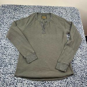 Lucky Brand Lived in Henley Shirt Mens Medium Gray Long Sleeve Cotton Casual